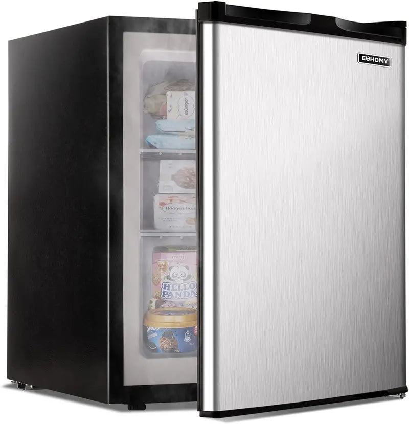 Compact 3.0 Cu. Ft. Upright Mini Freezer  Stainless Steel Reversible Door, Ideal for Dorms, Apartments, or Offices