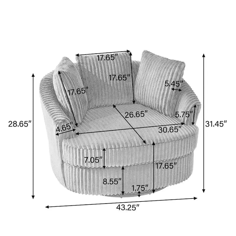 DREAMSIDEA Recessed-Arm Swivel Barrel Chair Set (2-Pack)