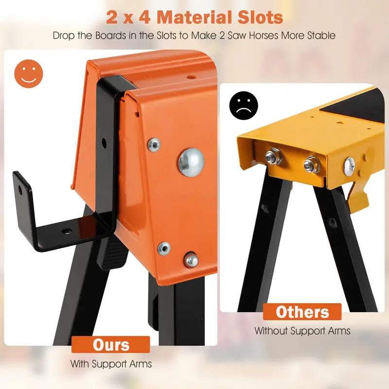 Twin Folding Sawhorses – Heavy-Duty 2×4 Support with 1322 LB Total Capacity