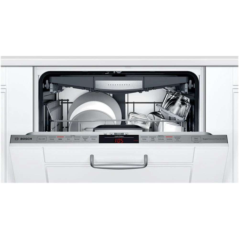 Bosch - 800 Series 24" Top Control Built-In Dishwasher with CrystalDry, Stainless Steel Tub, 3rd Rack, 42 dBa - Custom Panel Ready