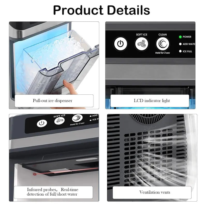 Countertop Ice Maker  41 lbs/24H Self-Cleaning Portable Ice Machine with 3L Detachable Tank for Home, Bar, or Office