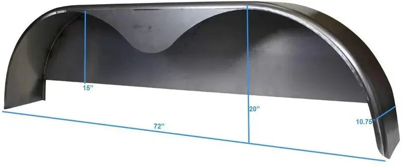 Steel Tandem-Axle Trailer Fender – 72″ x 10-3/4″, Welded Back Plate Included