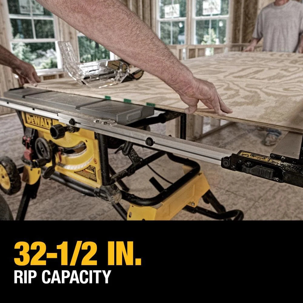 DW 10" Jobsite Table Saw 32 1/2" Rip Capacity and Rolling Stand DWE7491RS from DW