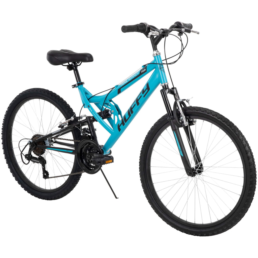 24 Trail Runner Girls Full Suspension Mountain Bikes. Teal Blue