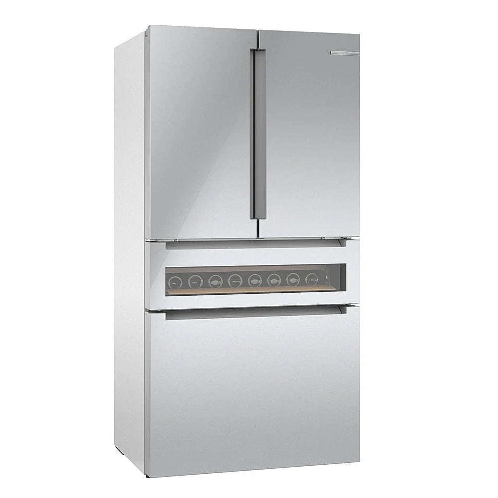 Bosch - 800 Series 20 Cu. Ft. 4-Door French Door Counter-Depth Smart Refrigerator with Beverage Cooler Drawer - Stainless steel