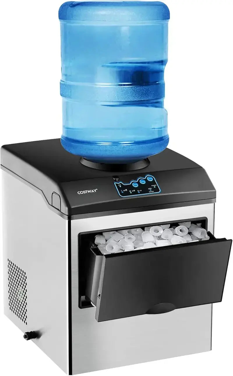 COSTWAY Countertop Ice Maker  Water Dispenser Included, 3 Ice Sizes, 48 lbs/Day Output