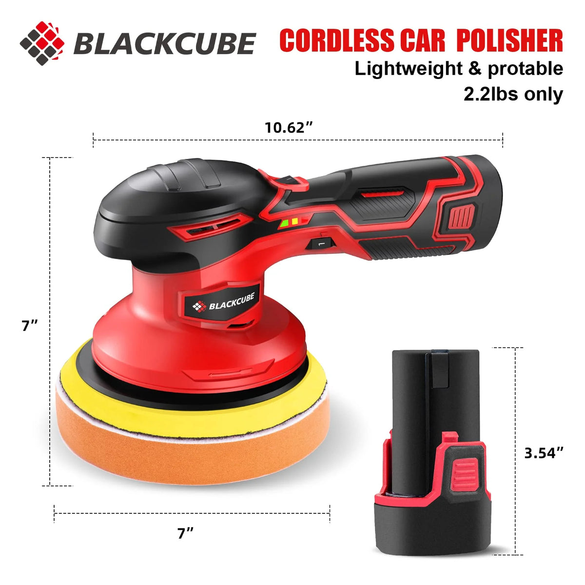 BLACKCUBE Cordless Polisher Lithium Ion Rechargeable
