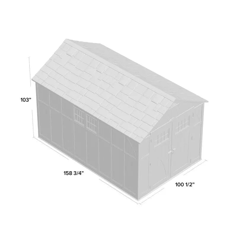 Tremont 8′ x 13′ Heavy-Duty Plastic Storage Shed – Weather-Resistant Outdoor Utility Shelter