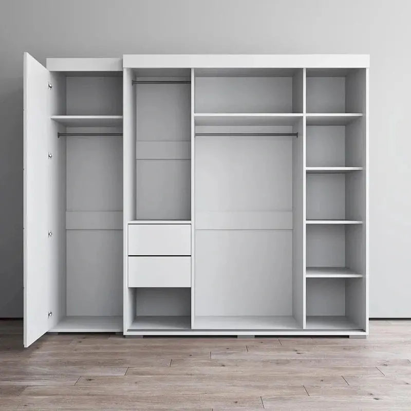Tri-Mirror Full-Height Wardrobe Cabinet