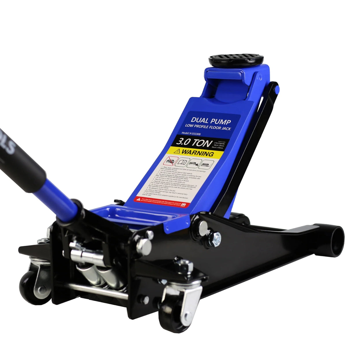 DSstyles 3 Ton Hydraulic Floor Jack Dual Pump 6600 Lb Capacity Lifting Range 3.3"-18.5" Low Profile Service Jack for Quickly Car Lift