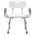 Sturdy Height-Adjustable Shower Chair with Back and Arms for Seniors