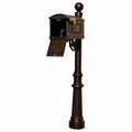 Lewiston LMC - LKIT - 804 - BZ Mailbox Locking Insert Post System with Fluted Base, Ball Finial & 3 Cast Plates - Bronze