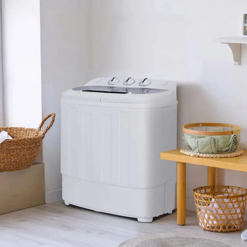 Compact Twin-Tub Mini Washing Machine  13-Lb Total Capacity with Separate Wash & Spin Functions