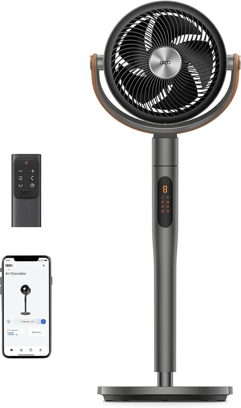 DREO Omni-Directional Smart Tower Fan: 120 +105 Oscillation, 100ft Airflow Range, 8 Speeds, 6 Modes & Full Voice/Wi-Fi Integration