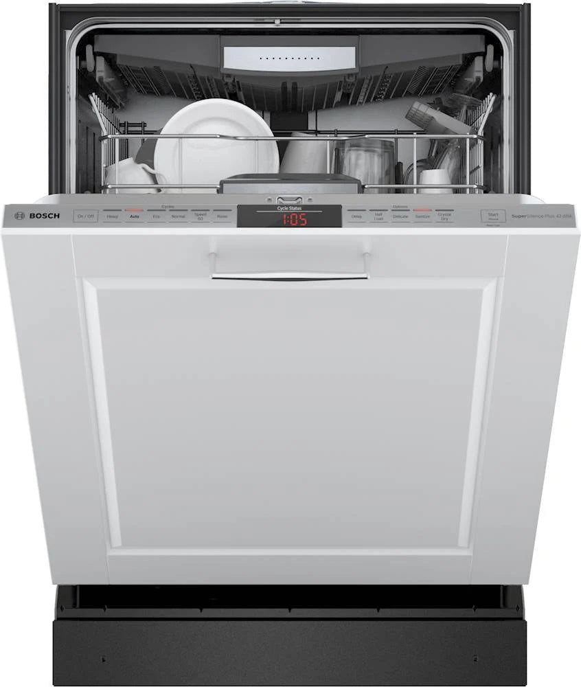 Bosch - 800 Series 24" Top Control Built-In Dishwasher with CrystalDry, Stainless Steel Tub, 3rd Rack, 42 dBa - Custom Panel Ready