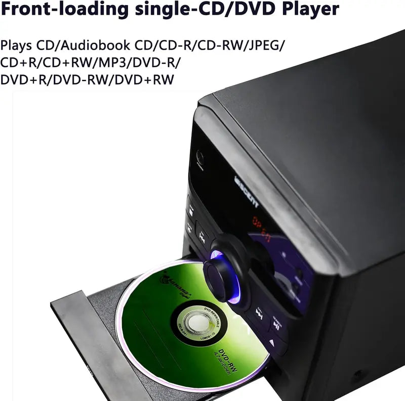 Compact Bluetooth Stereo System  CD Player, Wireless Streaming, FM Radio, USB/MP3/Aux Input & 30W Output Micro Sound Solution