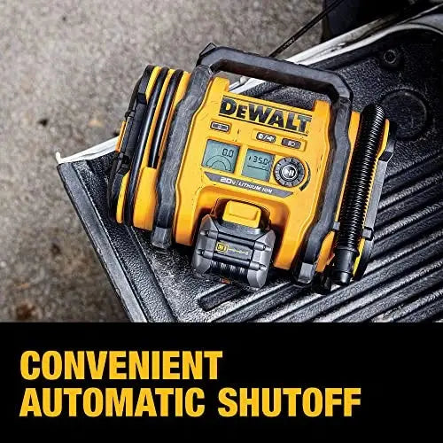 DEWALT DCC020IB 20V MAX Cordless Tire Inflator  Compact, Auto-Shutoff, LED Illumination, Quick-Fill Performance