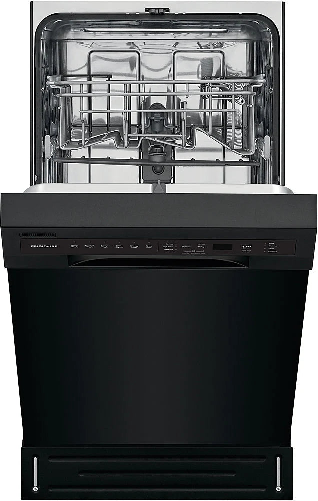 Frigidaire - 18" Compact Front Control Built-In Dishwasher with Stainless Steel Tub, 52 dBA - Black