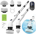Cordless Electric Spin Scrubber  IPX7 Waterproof Bathroom Cleaner with LCD Display, Adjustable Telescoping Handle, Multi-Surface Brush Kit