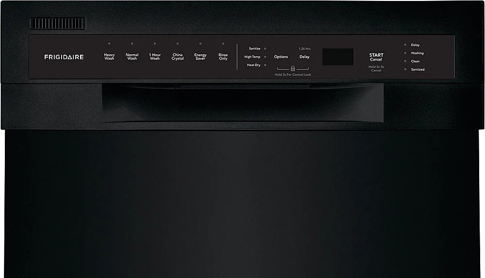 Frigidaire - 18" Compact Front Control Built-In Dishwasher with Stainless Steel Tub, 52 dBA - Black