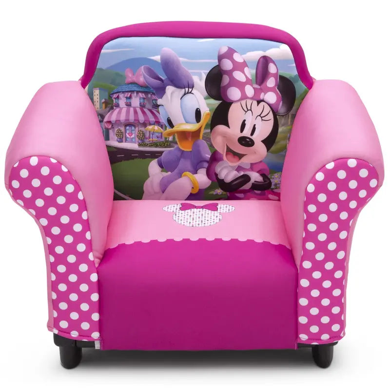 Delta Children Disney Minnie Mouse Kids Upholstered Chair with Sculpted Plastic Frame