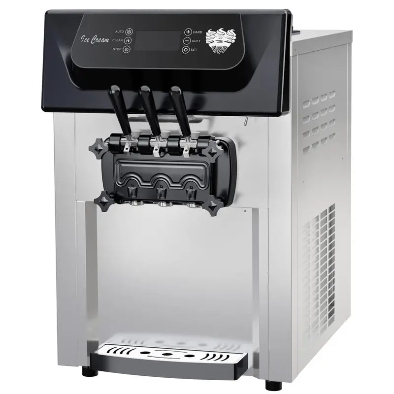 Commercial-Grade 2200W Triple-Flavor Soft Serve Ice Cream Machine  5.3 .4 Gal/Hr Output, LCD Touchscreen & Auto-Clean Function