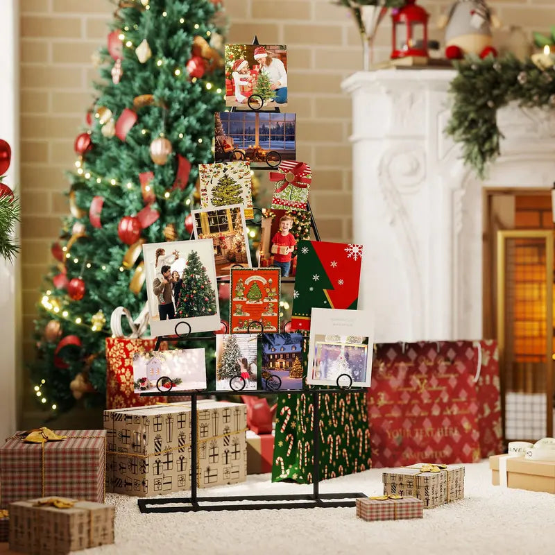 Two-Piece Photo Holder Christmas Tree with 36 Rounded Clips for Holiday Memories