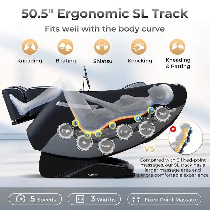 Costway Zero Gravity SL-Track Massage Chair  Full-Body Recliner with Lumbar Support