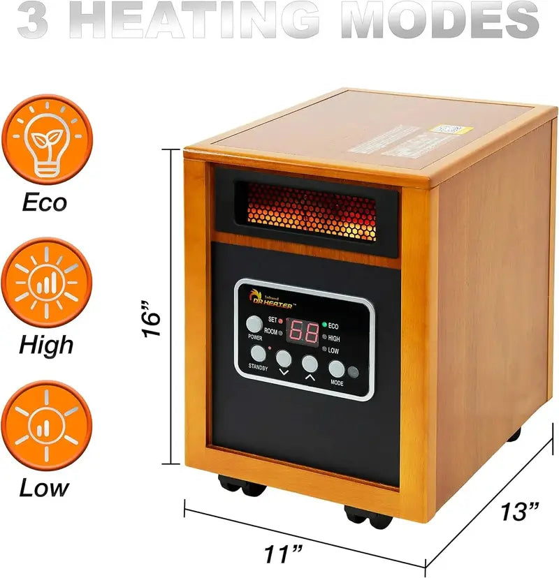Dr. Infrared Heater Portable Space Heater  1500-Watt Ceramic Heating Unit in Cherry Finish