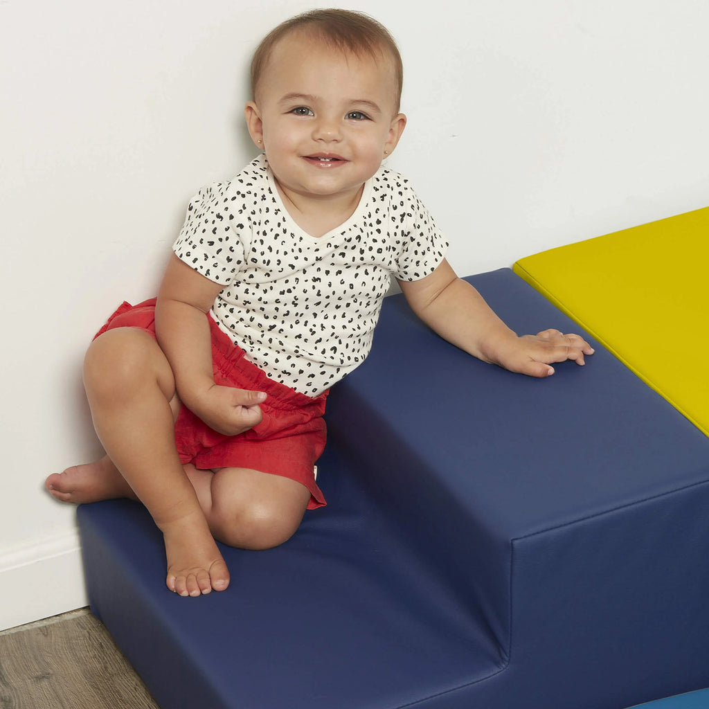 Factory Direct Partners 11619-BLRD SoftScape Toddler Playtime Corner Climber, Indoor Active Play Structure (4-Piece Set) - Blue/Red