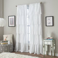 Flounced 63-Inch Rod Pocket Window Curtain Panel in White