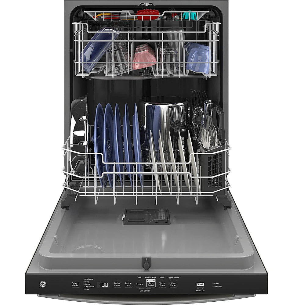 GE - Top Control Built-In Dishwasher with 3rd Rack, Dry Boost, 50 dBa - Slate
