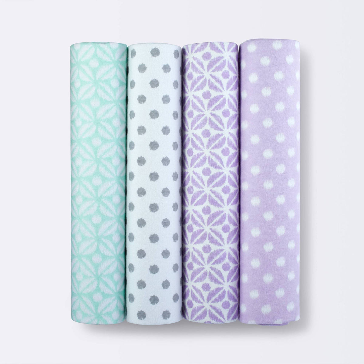Flannel Baby Blankets Two by Two 4pk - Cloud Island Gray (Purple)